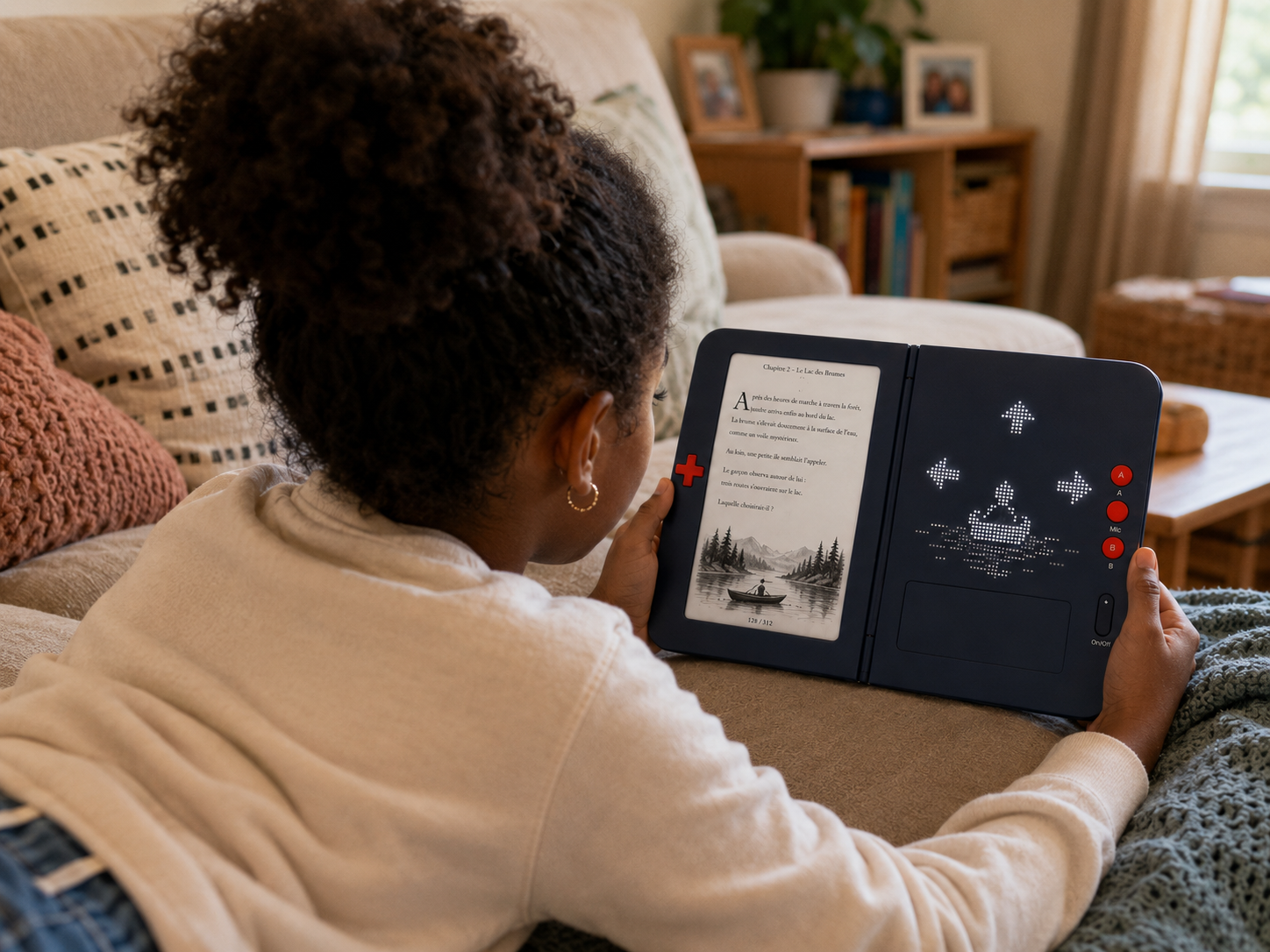 Enfant utilisant la liseuse Nabojo